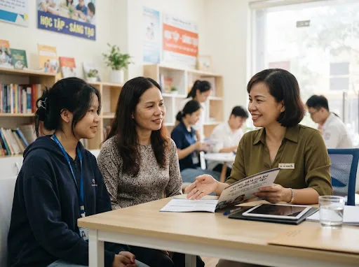 Tư vấn học tập tận tâm cùng phụ huynh và học sinh